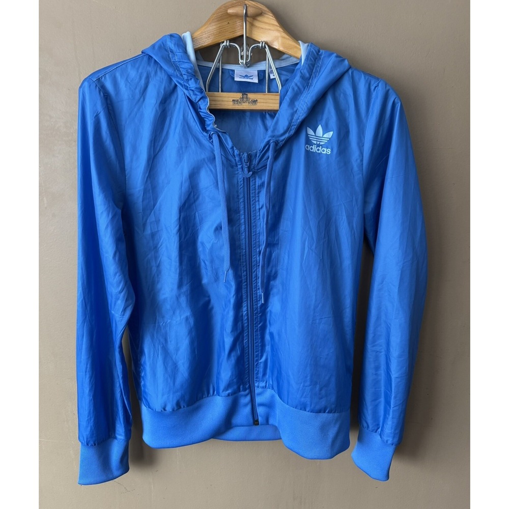 Adidas Hoodie Full Zip Blue Boys Jacket Size Medium